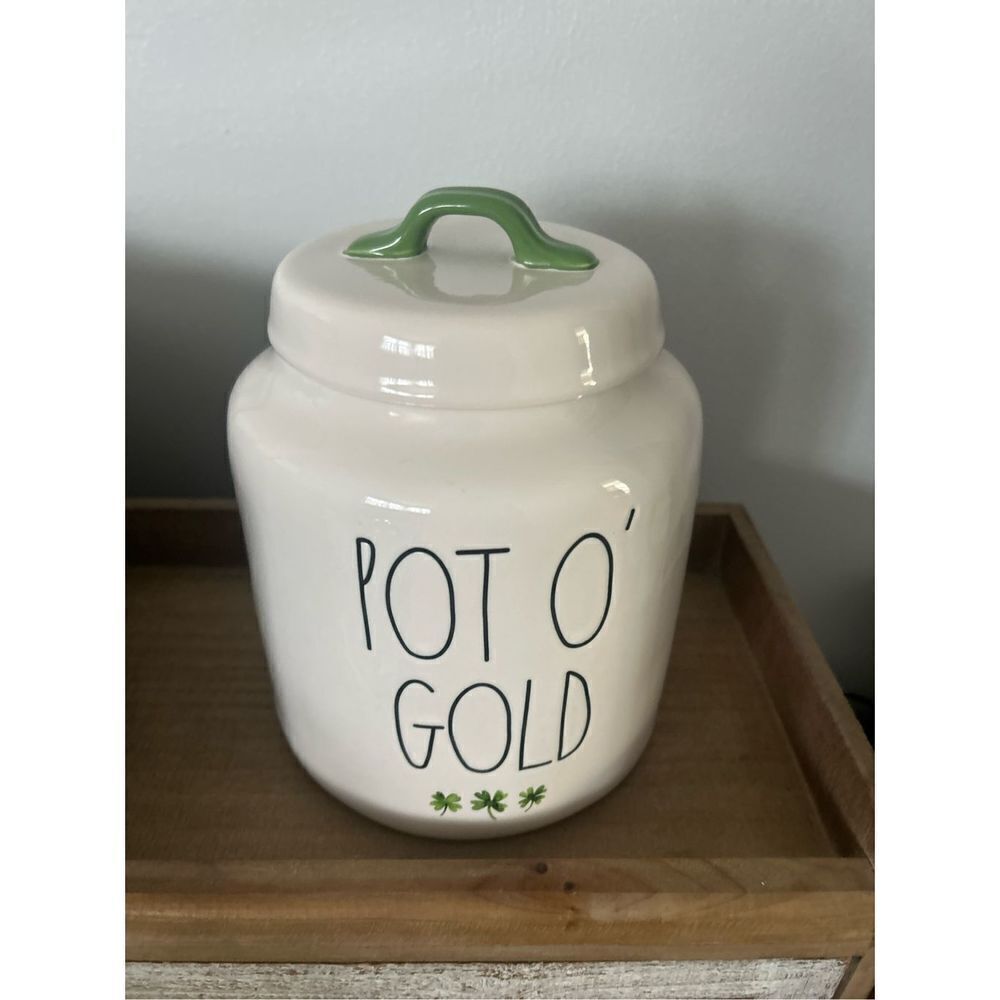 Rae Dunn Pot O Gold Four Leaf Clover Canister
